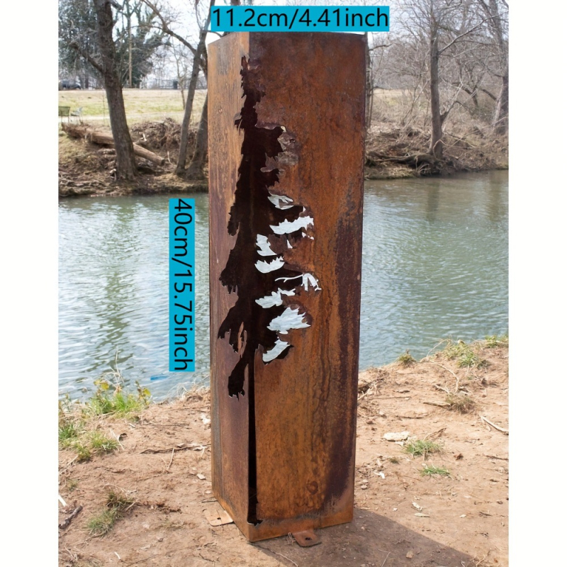 Mändpuu aedkolonn, rauast kunstlille sisestus, metallist aiadekor, välist valgustus, stiil pastorālais/naturālais/modern minimalistlik