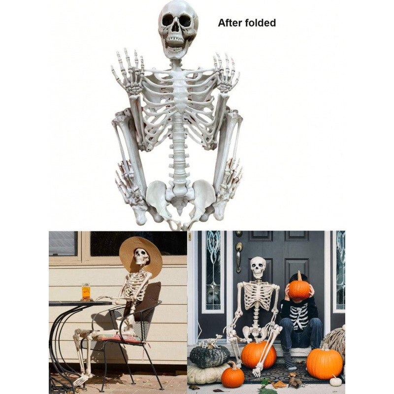 Realistlik täispikk skeleti rekvisiit Halloween'i dekoratsioonideks