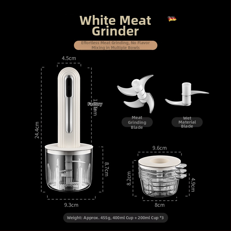 Elektriline mini köögimasin küüslaugu pastaks ja köögiviljadele, Maht <1L, 3 kiirust, ≤36V, 3 terad