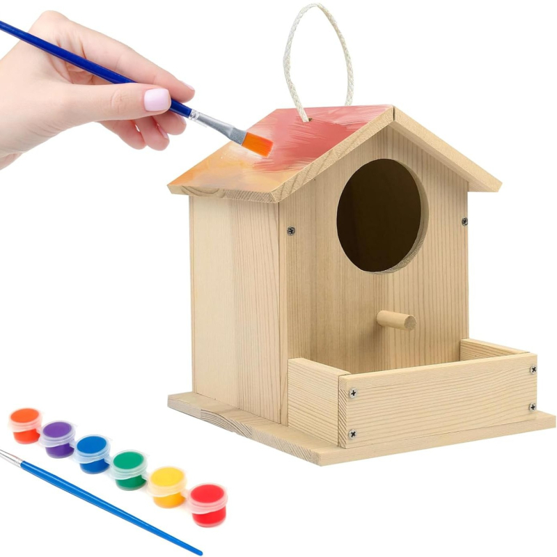 Puidust rippuv linnumaja aeda jaoks — käsitöö DIY linnumaja, bränd Shichun, tootekood SC