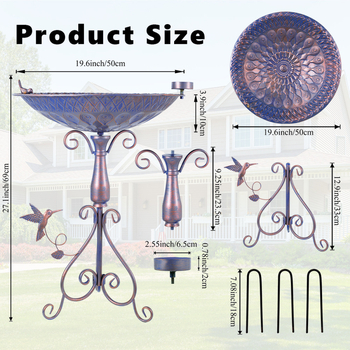 Retro rauast aed-lindude söötja ja vannide dekoratsioon, Materjal: raud, Tootekood: DY49042003, Mõeldud aiandusele