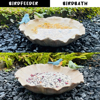 Välisaias rezīnskulptūra – putnu toidutaja ja putnu vann Yipin Ceramics; Materjal: rezīns; Kood: 1041; Universaalne kasutus