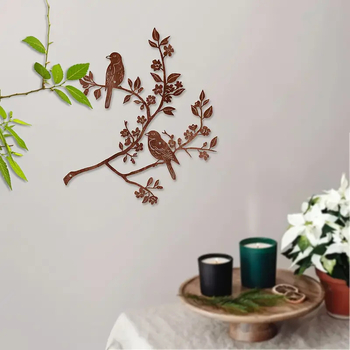Metallist seinamaaling: kaks lindu šakil, materjal raud, kaasaegne minimalistlik stiil, sobib koju, kontorisse, hotelli/restoranile