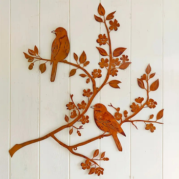 Metallist seinamaaling: kaks lindu šakil, materjal raud, kaasaegne minimalistlik stiil, sobib koju, kontorisse, hotelli/restoranile