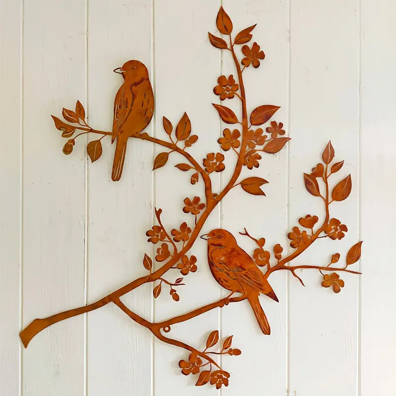 Metallist seinamaaling: kaks lindu šakil, materjal raud, kaasaegne minimalistlik stiil, sobib koju, kontorisse, hotelli/restoranile