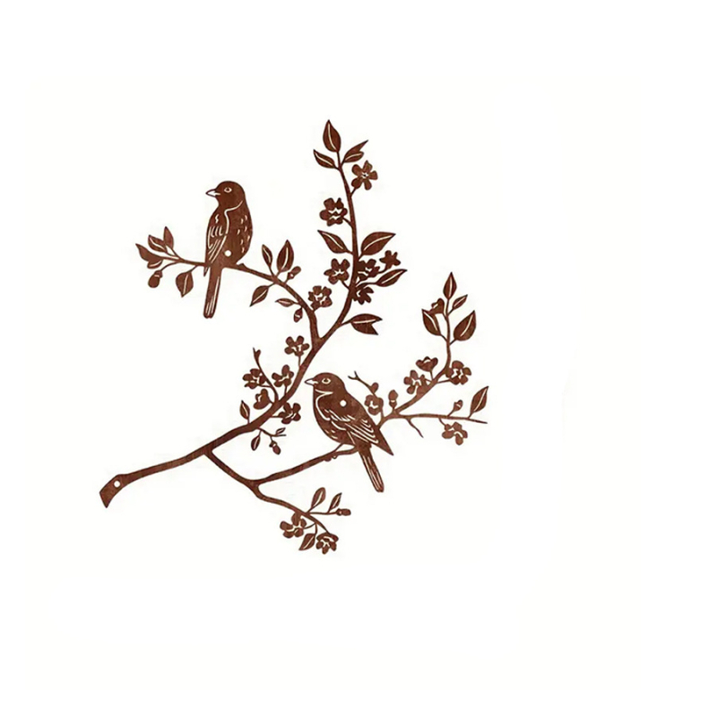 Metallist seinamaaling: kaks lindu šakil, materjal raud, kaasaegne minimalistlik stiil, sobib koju, kontorisse, hotelli/restoranile