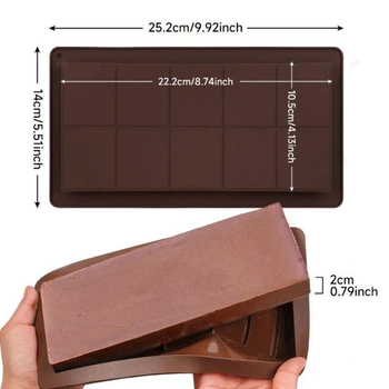 Silikoonist šokoladivorm, ristkülikukujuline, 10 kambriga, DIY fondantšokolaado bato jaoks (1 pakk)