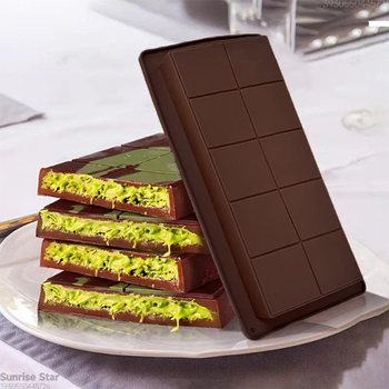 Silikoonist šokoladivorm, ristkülikukujuline, 10 kambriga, DIY fondantšokolaado bato jaoks (1 pakk)