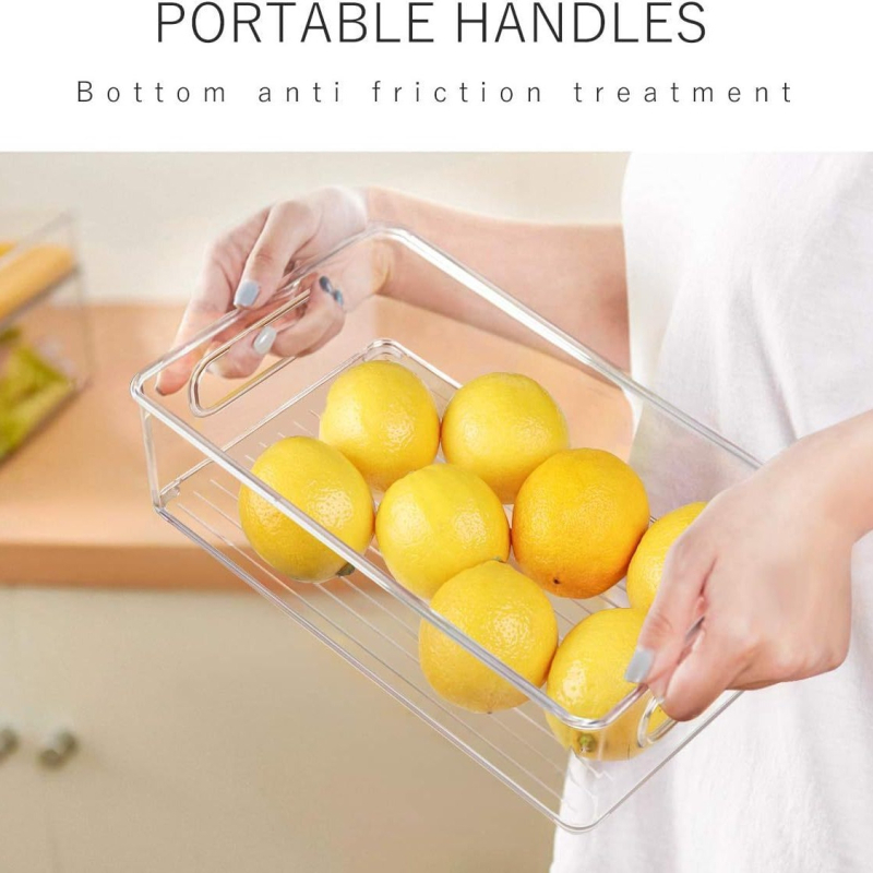 Läbipaistev külmiku säilitustoru käepidemega — Plastikust, logoga valmis, kohandatav, Korea stiil, köögiviljade hoidesein ja munade pelmeenide kasti