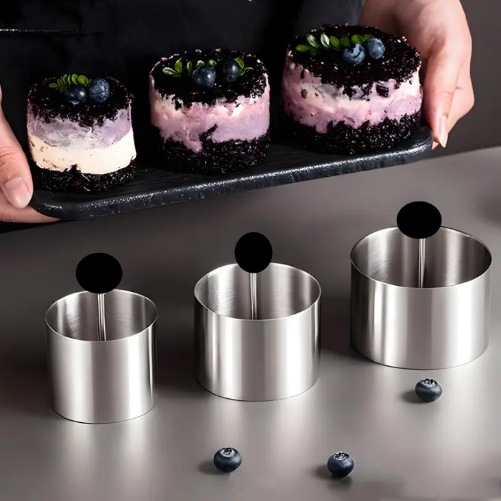 Roostevabast terasest ümmargune mousse rõngas – küpsetamisvorm magustoitudele, tiramisu, želee, mudel KT-0414