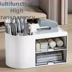 Laua pliiatsihoidja karp koos tõmmatava osaga – kontori organiseerija, 18 L maht, puidust muster, jaapani stiil, plastik, käepide