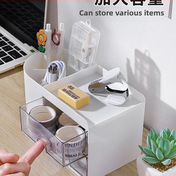 Laua pliiatsihoidja karp koos tõmmatava osaga – kontori organiseerija, 18 L maht, puidust muster, jaapani stiil, plastik, käepide