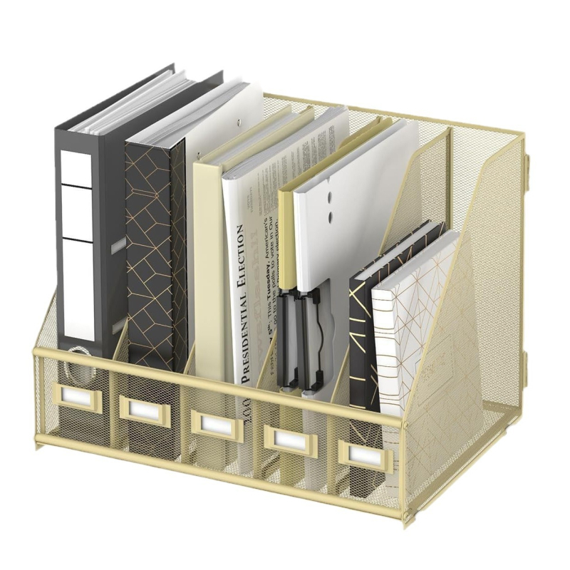 Kontori dokumendi riiul 5 vertikaalse sektsiooniga – rahvusvaheline kohandamine, metall, võimas klambriga + plaadiga klambriga, A4, klambri suurus 30×23.5, plaadi paksus 0.25, mudel Hc