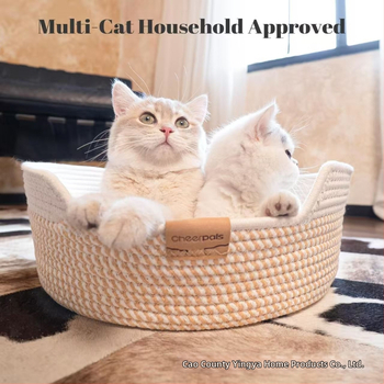 Kasside maja no auduma, käsitsi kootud rotangiga pesa ja padja — kriimustustele vastupidav kasside varjupaik