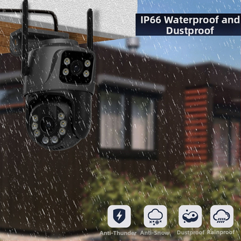 Kahe objektiiviga WiFi PTZ valvamiskaamera öise nägemisega, 6MP, sise- ja välistingimustes kasutamiseks