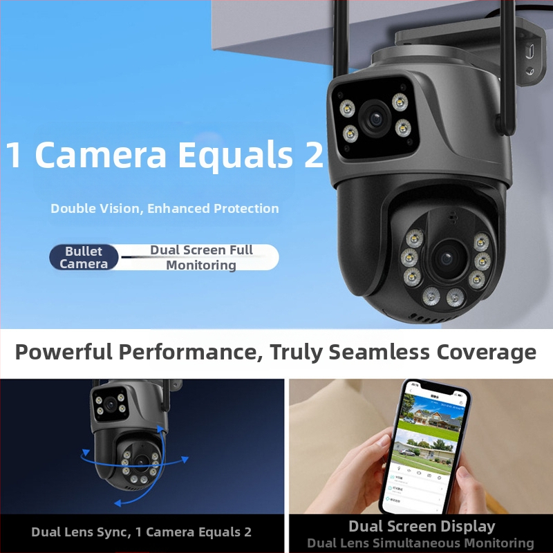 Kahe objektiiviga WiFi PTZ valvamiskaamera öise nägemisega, 6MP, sise- ja välistingimustes kasutamiseks