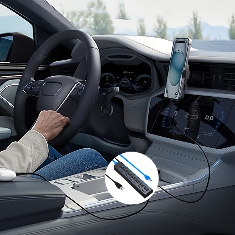 USB 3.0 7-port HUB lülitiga, väline toiteallikas, 5Gbps, 0.5 m kaabel