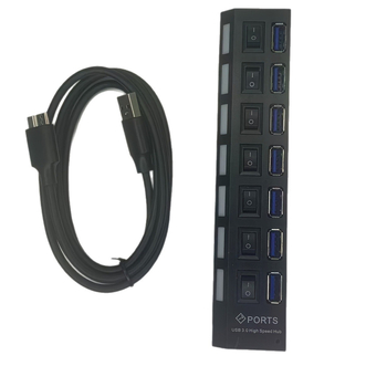 7-por USB 3.0 hub välisse toiteallikaga (5 Gbps, USB 3.0 liides, 1,2 m kaabel)