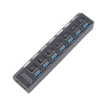 7-por USB 3.0 hub välisse toiteallikaga (5 Gbps, USB 3.0 liides, 1,2 m kaabel)