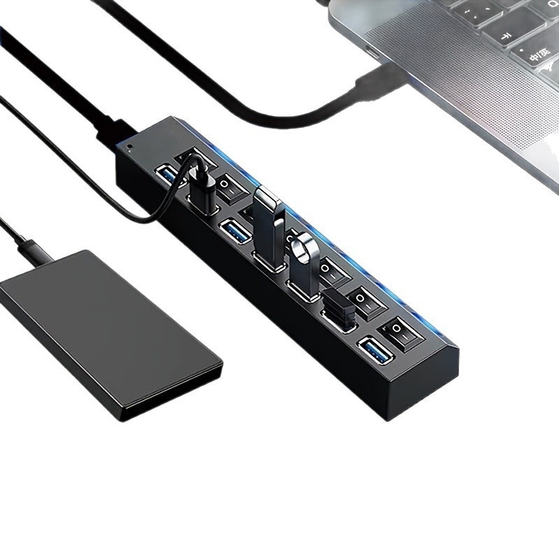 7-por USB 3.0 hub välisse toiteallikaga (5 Gbps, USB 3.0 liides, 1,2 m kaabel)