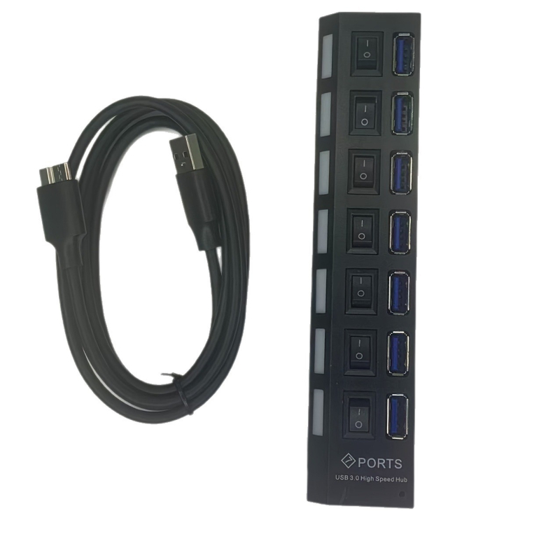 7-por USB 3.0 hub välisse toiteallikaga (5 Gbps, USB 3.0 liides, 1,2 m kaabel)