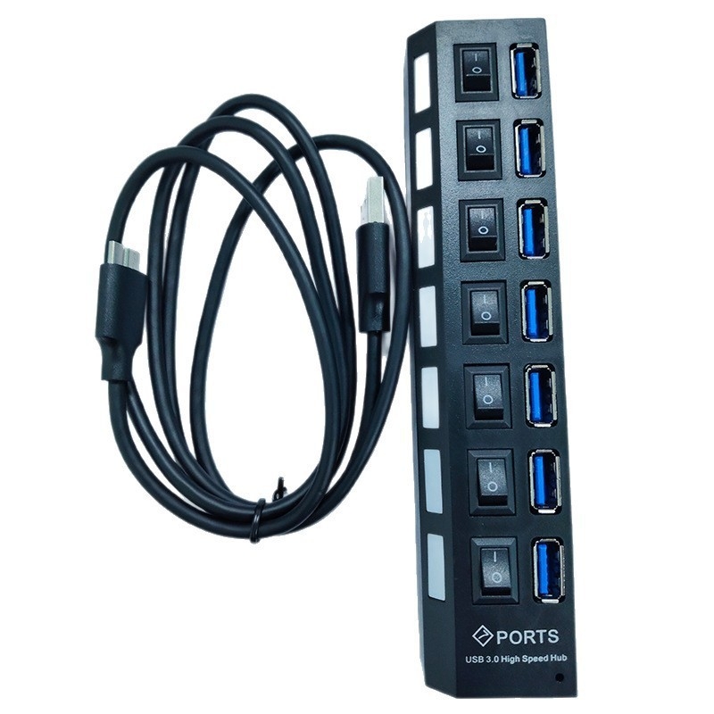7-por USB 3.0 hub välisse toiteallikaga (5 Gbps, USB 3.0 liides, 1,2 m kaabel)
