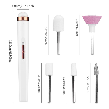 5-osaline elektriline küüneviilide komplekt teemantpeadega küünepinna siledustamiseks ja kutikula hoolduseks