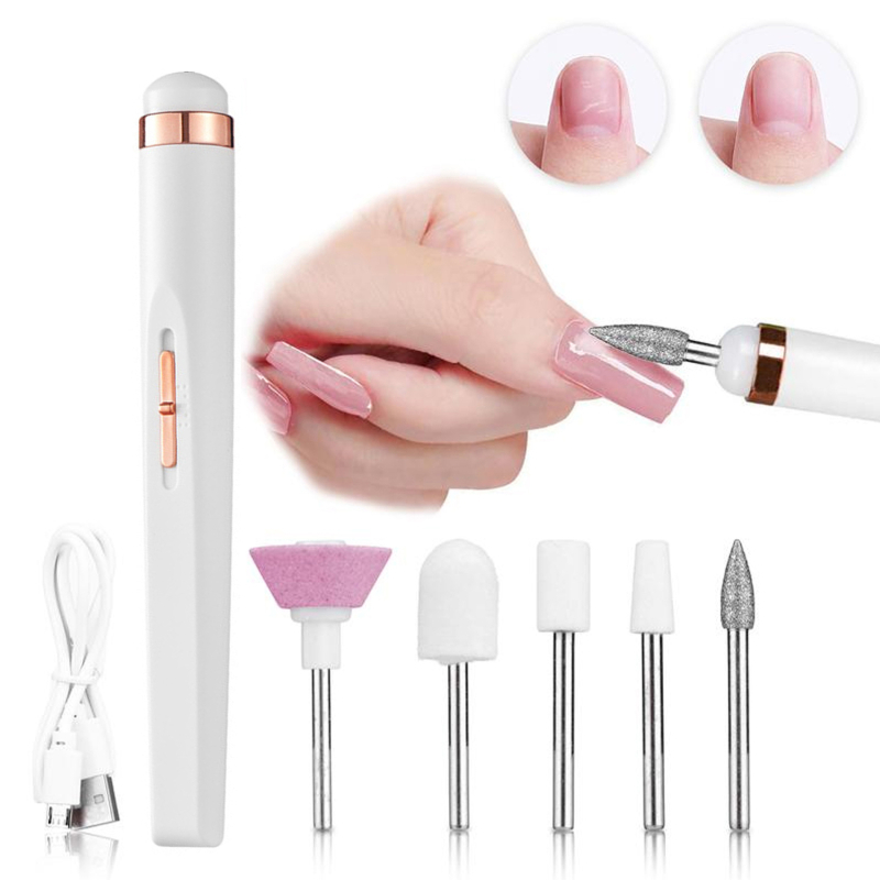 5-osaline elektriline küüneviilide komplekt teemantpeadega küünepinna siledustamiseks ja kutikula hoolduseks