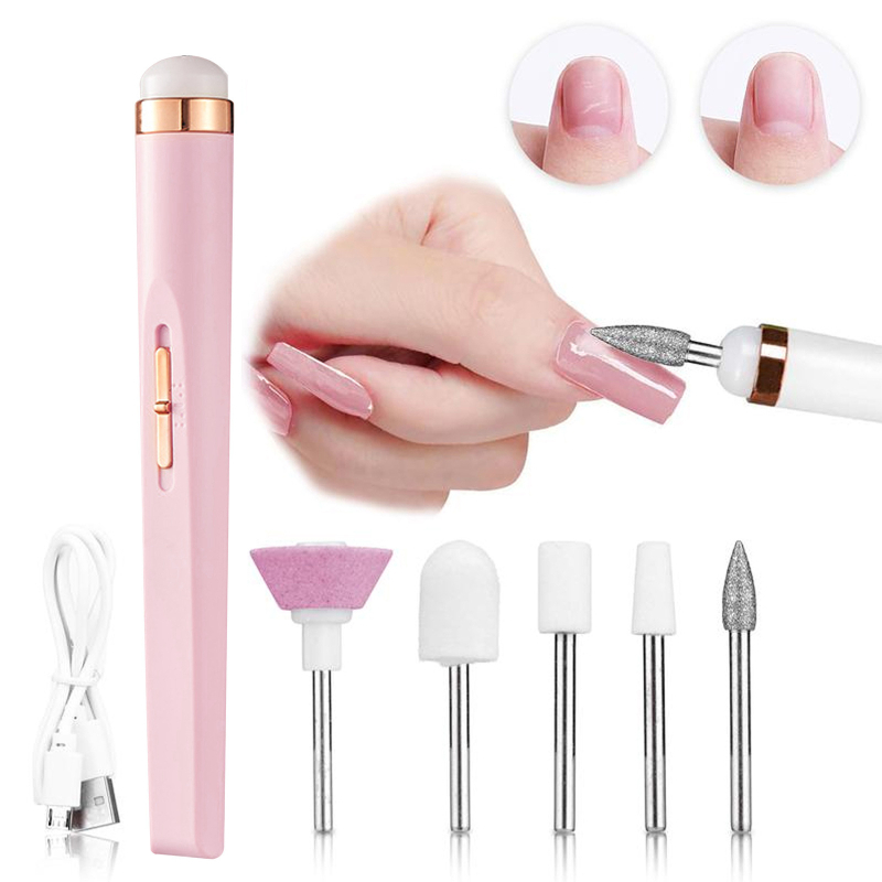 5-osaline elektriline küüneviilide komplekt teemantpeadega küünepinna siledustamiseks ja kutikula hoolduseks