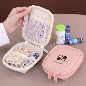 Väike kaasaskantav ravimite hoiukott, mudel 105, kuubikukujulised, PU materjal, mitmekülgne, reisile ideaalne