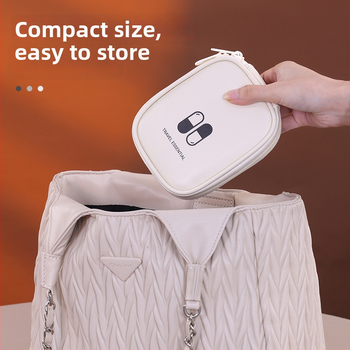 Väike kaasaskantav ravimite hoiukott, mudel 105, kuubikukujulised, PU materjal, mitmekülgne, reisile ideaalne