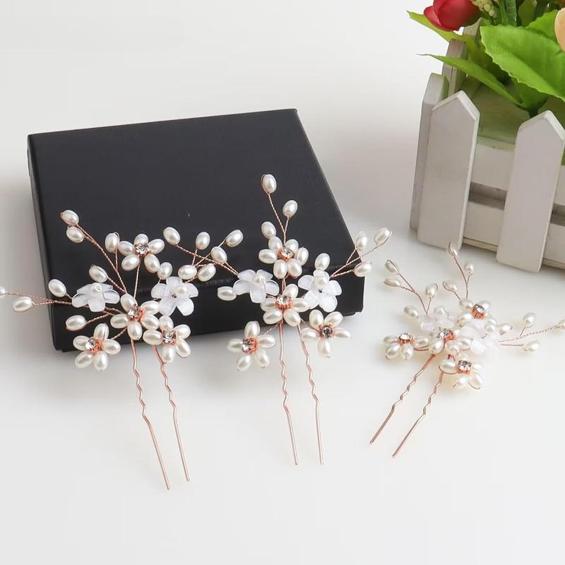 Metallist juukseklipsud kristallide ja pärlitega, 3-osaline komplekt