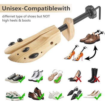 Puidust kahekülgne jalanõude venitusvahend tekstiiljalanõude jaoks