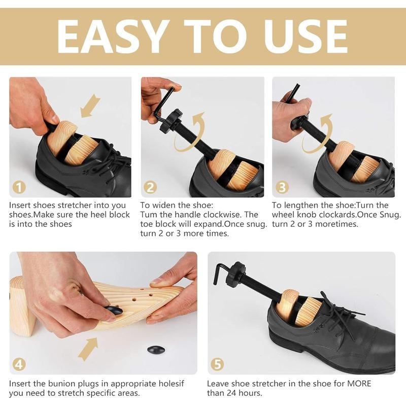 Puidust kahekülgne jalanõude venitusvahend tekstiiljalanõude jaoks