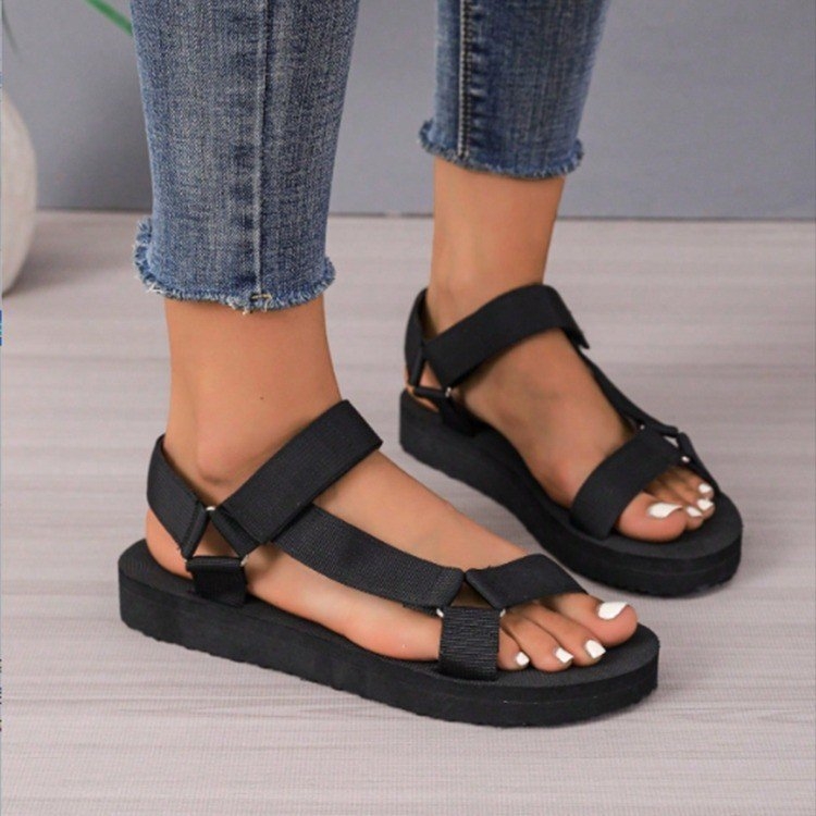 Ühe rihmaga sandaalid, PU ülaosa, ümmargune varvas, kummist tald, konts kõrgus üle 8 cm, 2024 suvi