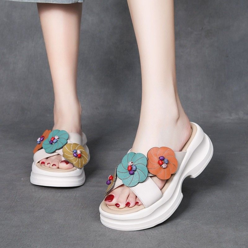 Naiste lilled sandaalid PU ülemise osaga, kummist talla, ümar varvas, Korea stiil, Taizhou Zhejiang päritolu, kevad 2025