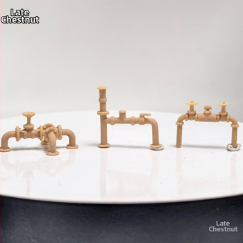 Skaleeritud auto mudeli aksessuaarid: torujuhtme ventiil, tööstuslik terasest veetorustik ja tuletõrjemudel