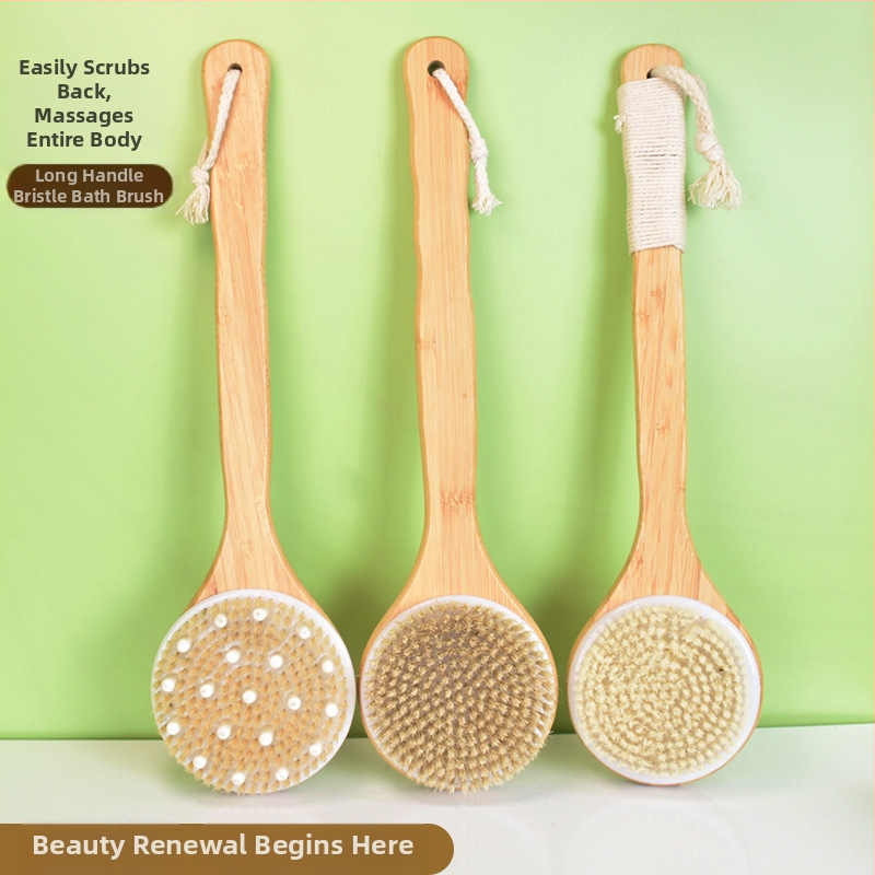 Vanniharja pikkade puidust käepidemega; materjal: Nanzhu + siga karva + TPR; pakk 100 tk