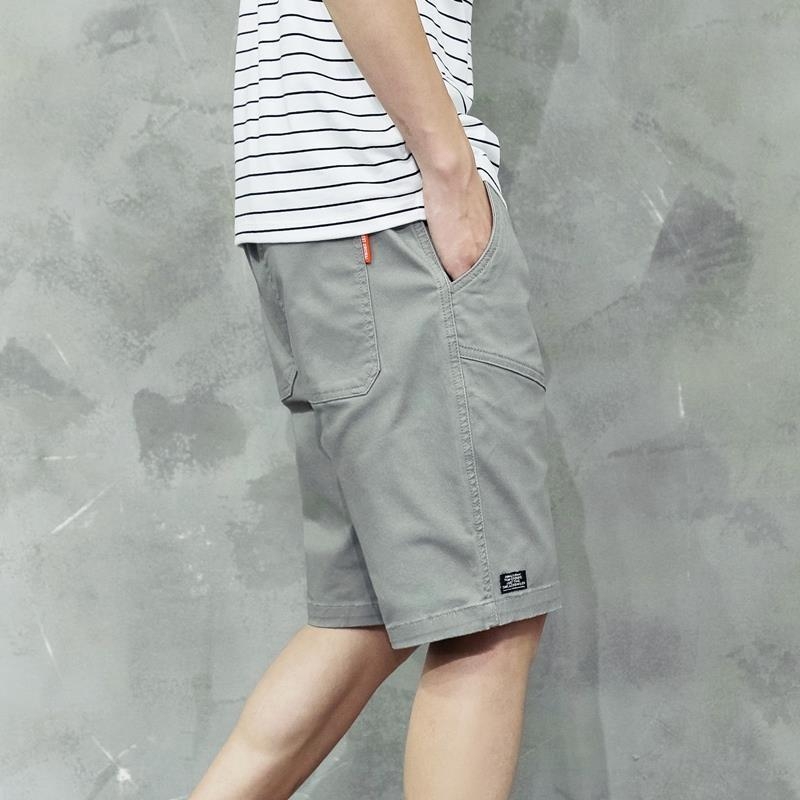 Meeste vabalt lõikega puuvillased spordishortsid, mikroelastsusega vöökoht, kahekordne vöörihm, suvi, plus-size