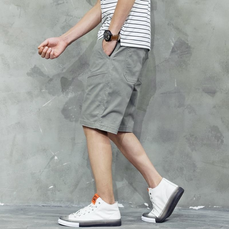 Meeste vabalt lõikega puuvillased spordishortsid, mikroelastsusega vöökoht, kahekordne vöörihm, suvi, plus-size