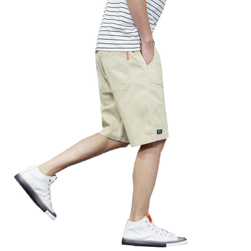 Meeste vabalt lõikega puuvillased spordishortsid, mikroelastsusega vöökoht, kahekordne vöörihm, suvi, plus-size