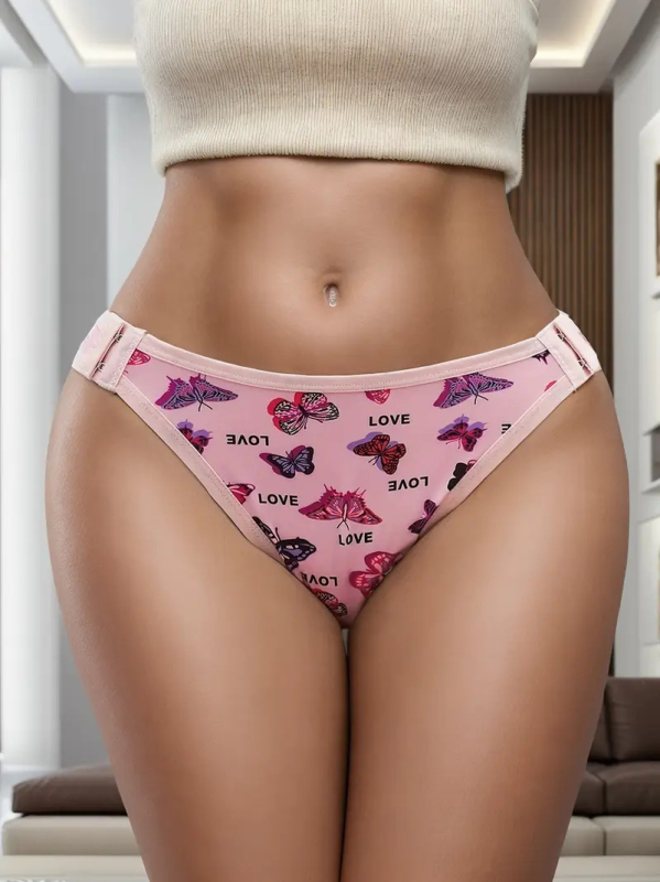 Naiste aluspüksid madala talje, hingavad, karikatuuriprint; Milk silk kangas; peamine kangas: polüester 95–100%; krohv/Liiges: 95–100%; muster 3227986