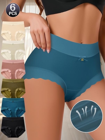 Puuvillased kõrgema talje naiste aluspüksid elastse vööga, väga pehmed, 6 tk