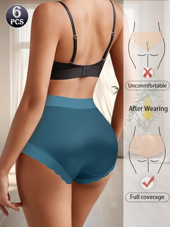 Puuvillased kõrgema talje naiste aluspüksid elastse vööga, väga pehmed, 6 tk