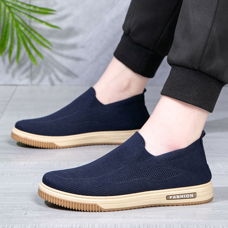 Meeste Fly-Knit igapäevased jalatsid, hingavad ülaosa, Slip-On, ümmargune varvas, madal pahkluu, plastikust talla