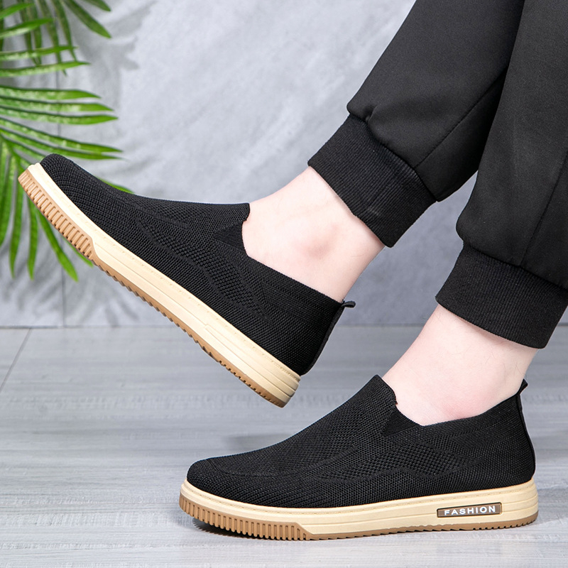 Meeste Fly-Knit igapäevased jalatsid, hingavad ülaosa, Slip-On, ümmargune varvas, madal pahkluu, plastikust talla