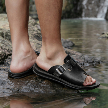 Meeste suve sandaalid hingava mikrofiiber naha ülemise osaga ja PU tallaga, randstiilis ühe rihmaga, kerged ja libisemiskindlad