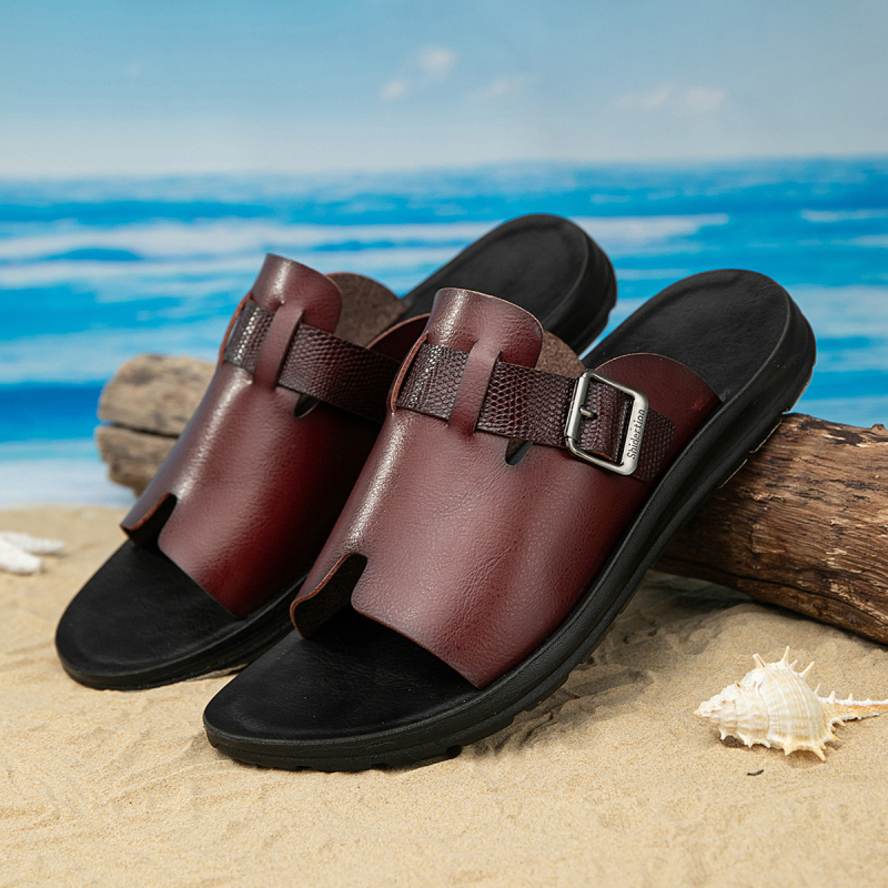 Meeste suve sandaalid hingava mikrofiiber naha ülemise osaga ja PU tallaga, randstiilis ühe rihmaga, kerged ja libisemiskindlad