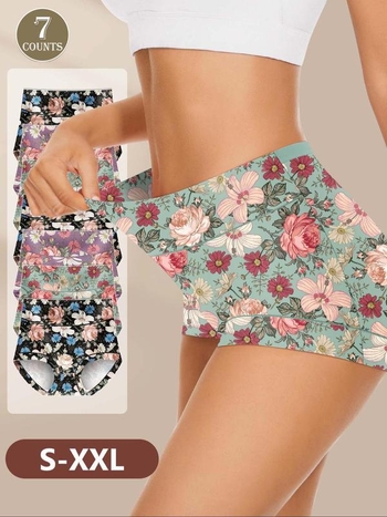 Naiste lillemustriga kõrge vöökohtuga puuvillased aluspüksid, korrapärase lõikega, suvine 2025 lansseerimine