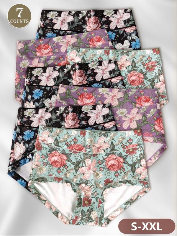 Naiste lillemustriga kõrge vöökohtuga puuvillased aluspüksid, korrapärase lõikega, suvine 2025 lansseerimine
